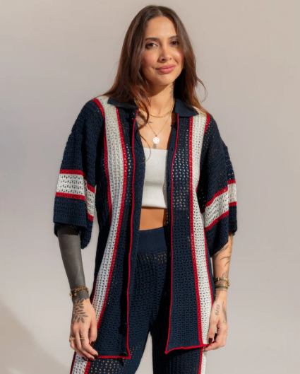 Conjunto em Tricot Navy - Calça + Camisa