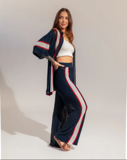 Conjunto em Tricot Navy - Calça + Camisa