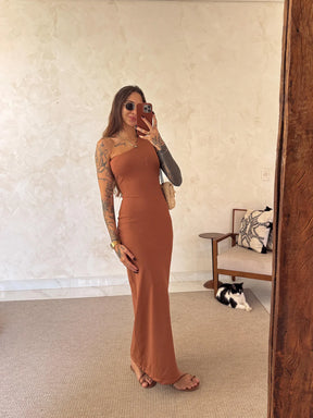 Vestido Poliamida Decote Assimétrico