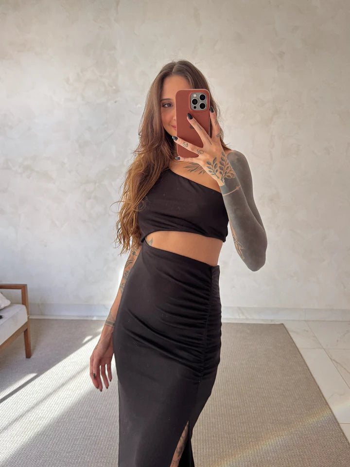 Vestido Midi Moon - Drapeado com Recortes