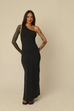 Vestido Poliamida Decote Assimétrico