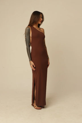 Vestido Poliamida Decote Assimétrico