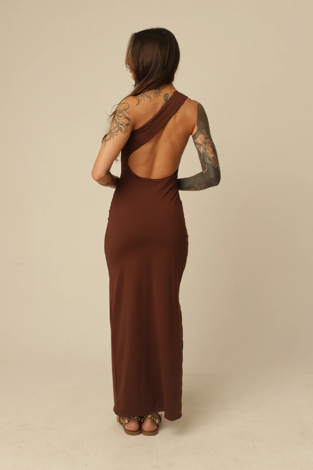 Vestido Poliamida Decote Assimétrico