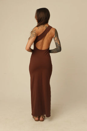 Vestido Poliamida Decote Assimétrico