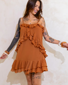 Vestido Curto Maya Babados Boho