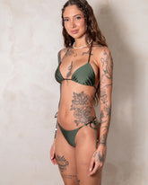 Conjunto de Biquíni Cortininha Verde Musgo